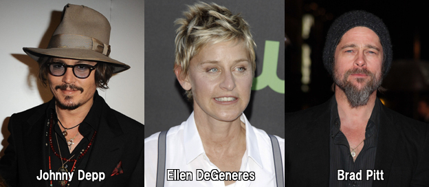 Johnny Depp Ellen DeGeneres Brad Pitt.jpg